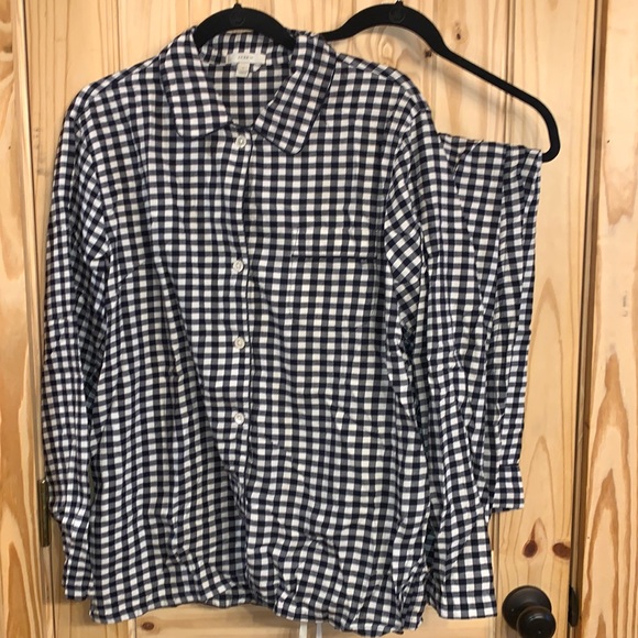 J Crew Black Plaid Flannel Sleep Set Size Large - Picture 1 of 5